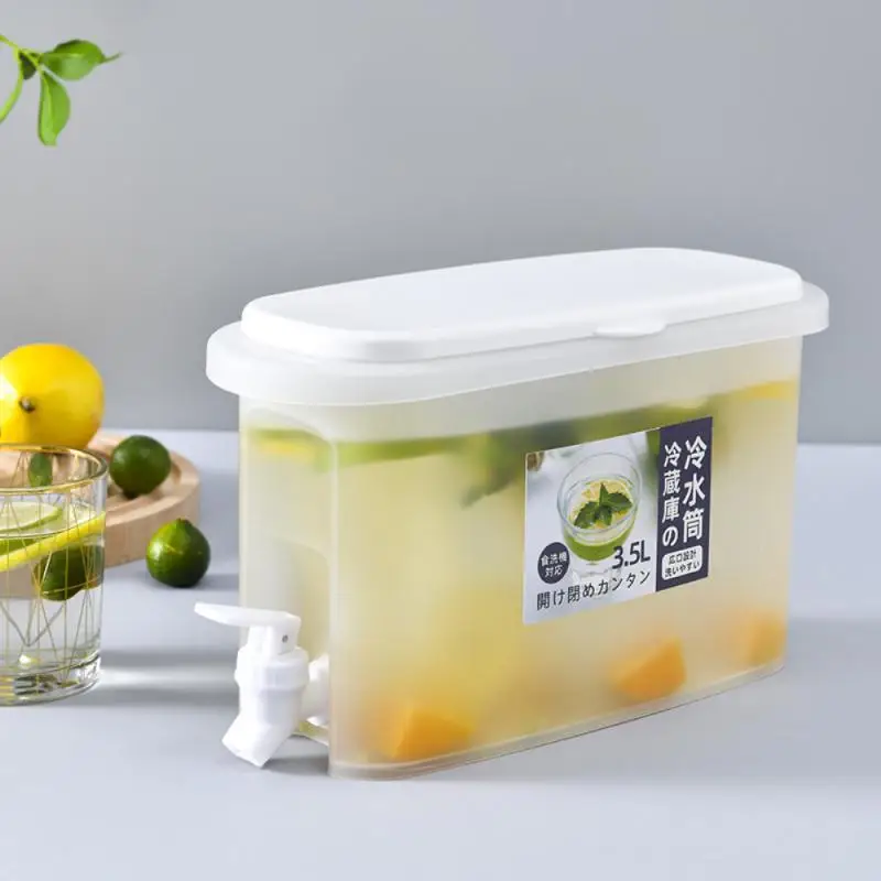 

3.5L Cold Kettle With Faucet Refrigerator Fruit Teapot Summer Household Lemonade Bottle Large Capacity Ice Water Cool Bucket
