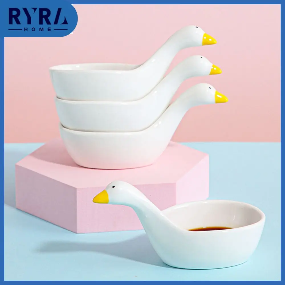 

Soy Sauce Dish Cartoon Ceramic Seasoning Dipping Bowl Household Flavor Creative Kitchen Accessories Vinegar Dish Dipped Swan