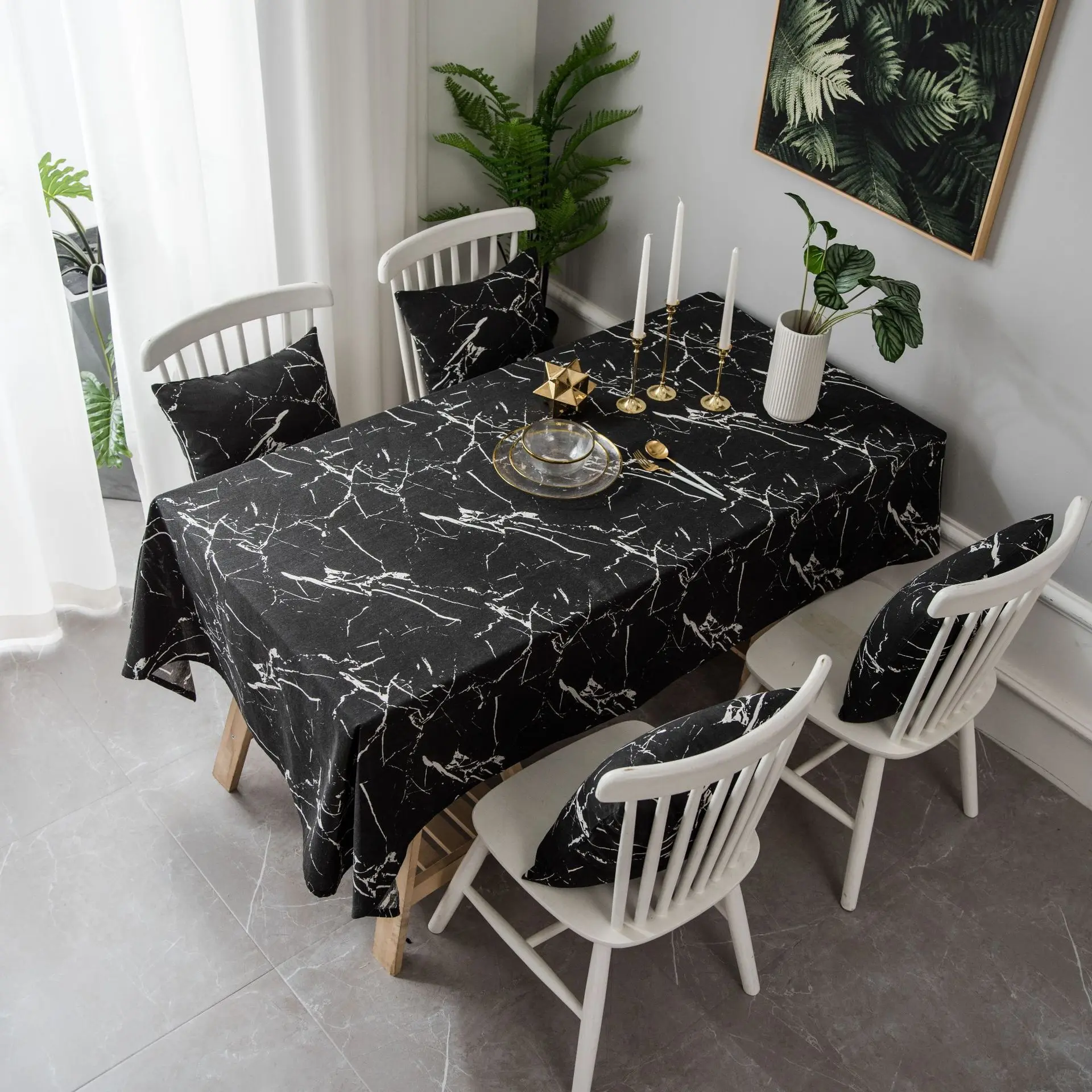 

Cotton and linen cloth black small pure and fresh and table cloth_AN2381