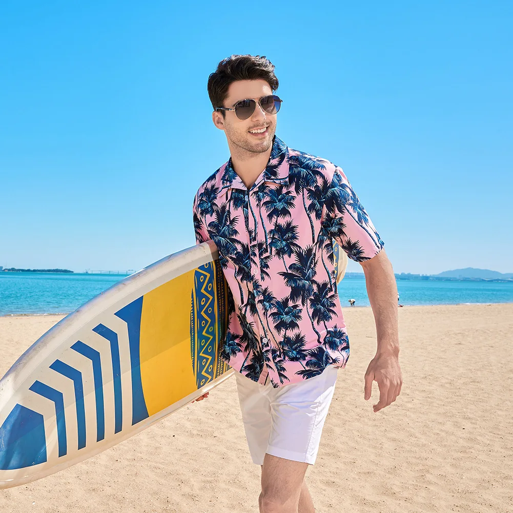 

2022 Summer Hawaiian Shirt Men Newest Fashion Design Europe America Style Men's Casual Print Vintage Slim Fit