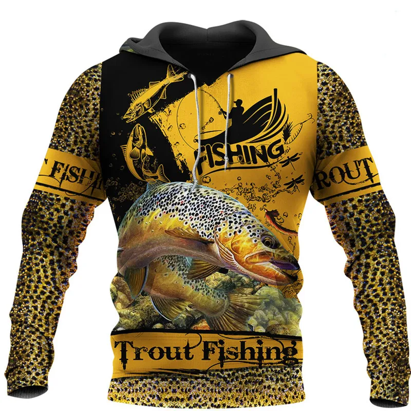

Newest Trout Fishing 3D Printed Men Hoodie Autumn and winter Unisex Sweatshirt Zip Pullover Casual Streetwear