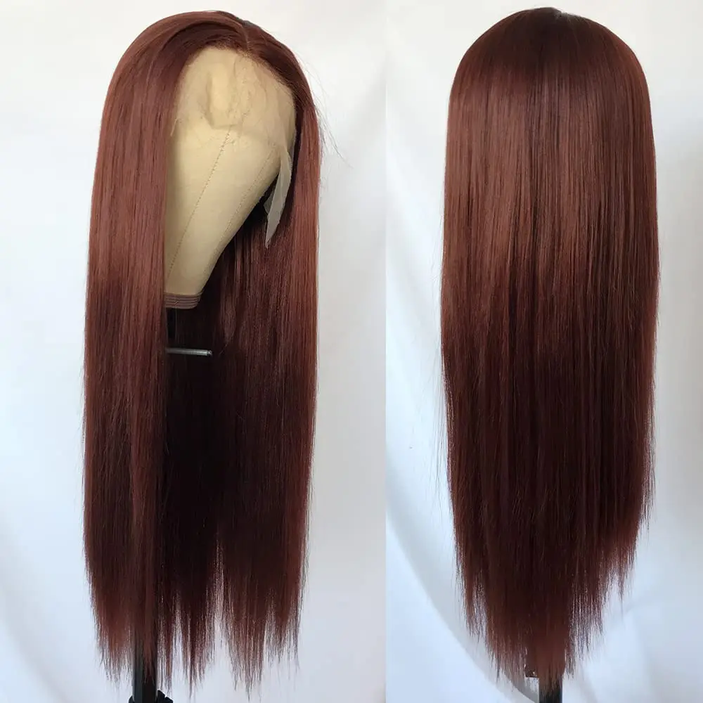 

Парик из 180% прямых человеческих волос, красно-коричневого цвета, 13x4 13x6