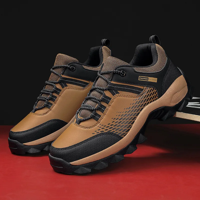 Hot Sale Cheap Outdoor Brown Hiking Shoes Men Breathable Man Trekking Sneakers Non-slip Wear-resistant Mens Camping Sports Shoes