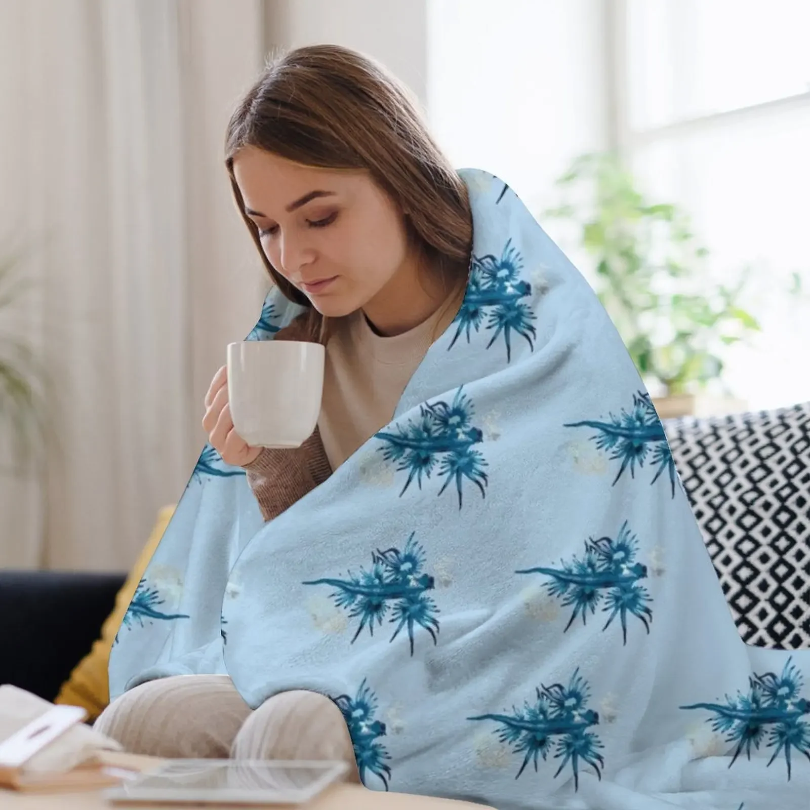 Одеяло с изображением синего дракона глюкуса атлантического моря