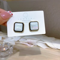 fashion square stud earrings korean trend ladies geometric drop glaze aesthetic simple fashion fresh jewelry 2022