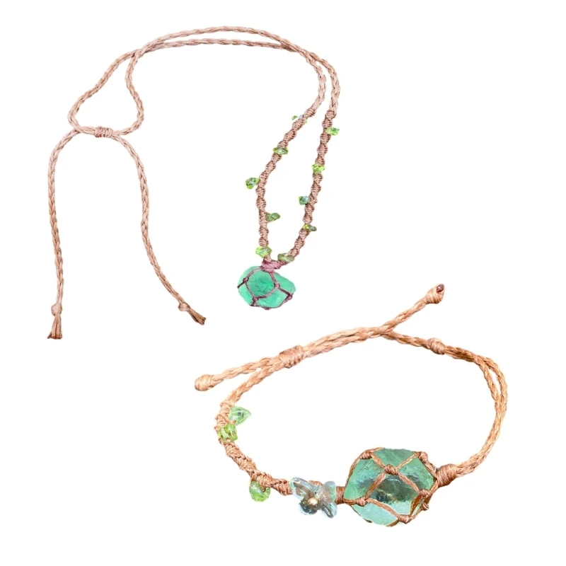 Браслет и ожерелье из сетчатого камня элегантный браслет смешанного материала