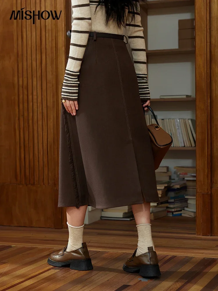 MISHOW плиссированная юбка до половины тела женская длинная трапециевидной формы в