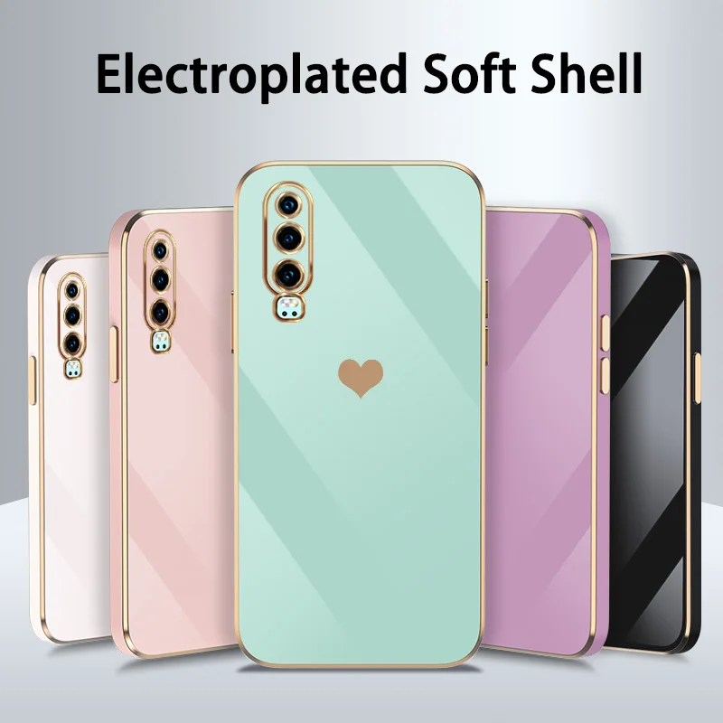 

Luxury Plating Love Heart Phone Case For Huawei P40 P30 P20 Lite Mate 20 30 Pro Nova 3 3i 4 5i 7 7i 7SE 8i Soft Silicone Cover