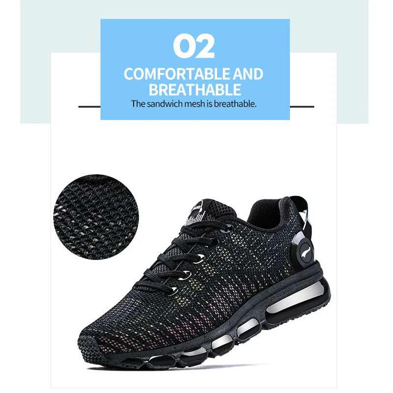 ONEMIX Sneakers Men Running Shoes High Top Cool Reflective Vamp Air Cushion Training Sports Jogging Shoes Plus Size