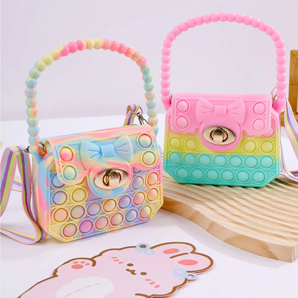Антистрессовые Игрушки для девочек, популярная силиконовая пузырчатая сумка через плечо, модная сумка, подарок, сумка для людей с аутизмом, кошелек для монет для детей
