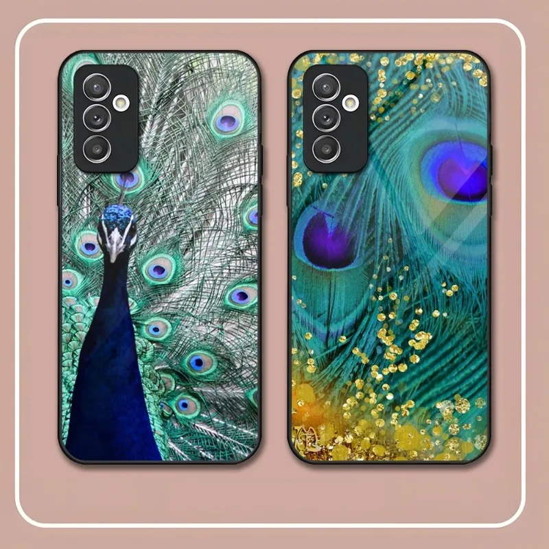 

Peacock Feathers Phone Case Tempered Glass For Samsung S22Ultra S20 S21 S30 Pro Ultra Plus S7Edge S8 S9 S10E Plus Cover