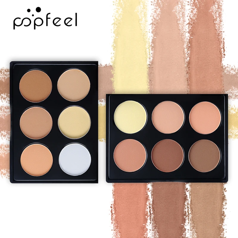 FG 6-оттенков Хайлайтер Пудра Тени Для Век Осветляющие Контурная Консилер