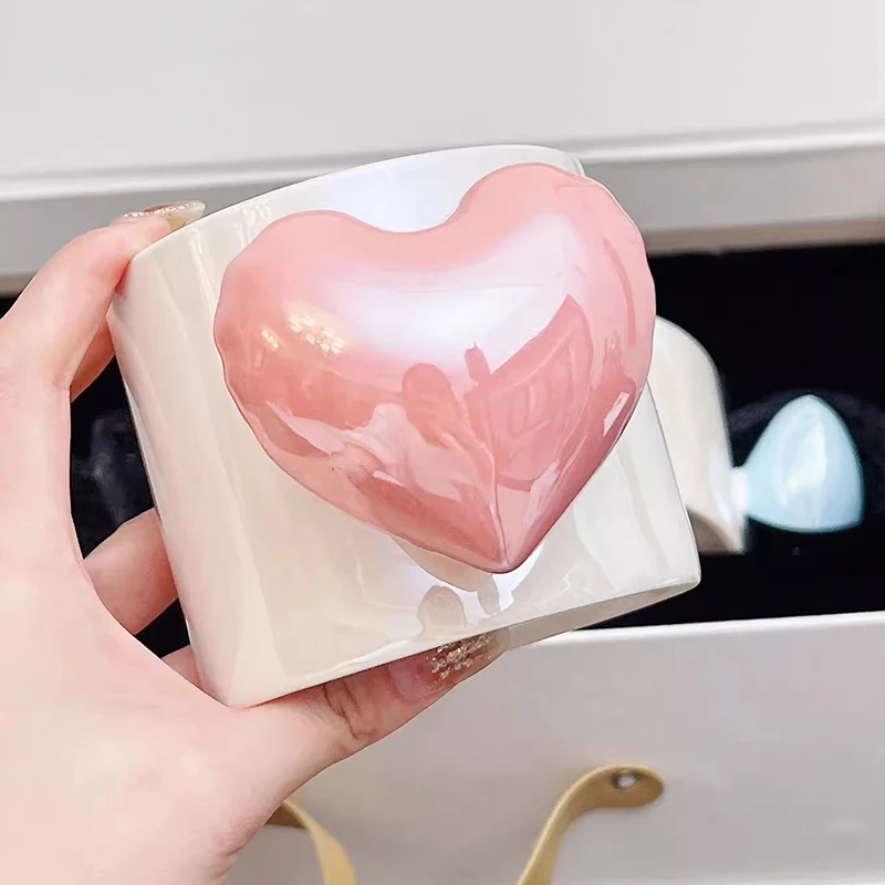 Кофейная чашка с милыми сердечками керамическая кружка роскошные эстетические