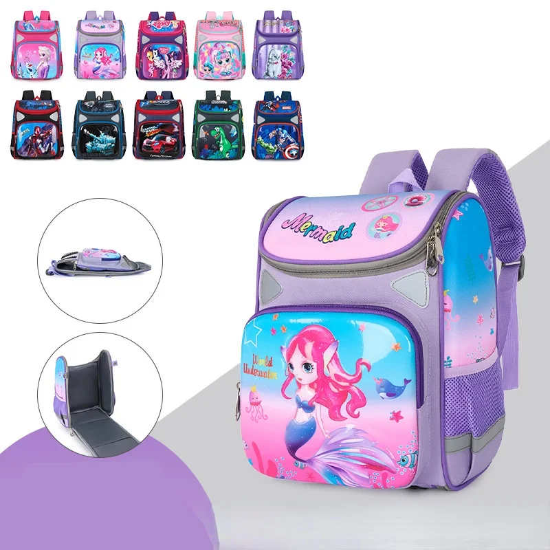 Children Anime Small Backpacks 3D Hard Shell Princess Girl Mermaid Unicorn Boy Dinosaur Kindergarten Students Cartoon Schoolbags