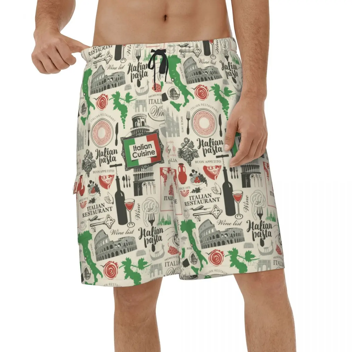 

Summer Casual Retro Style Italy Italian Flag Men 3D Printed Beach Shorts Sports Swimwear Surf Short Pants Male Short Pants