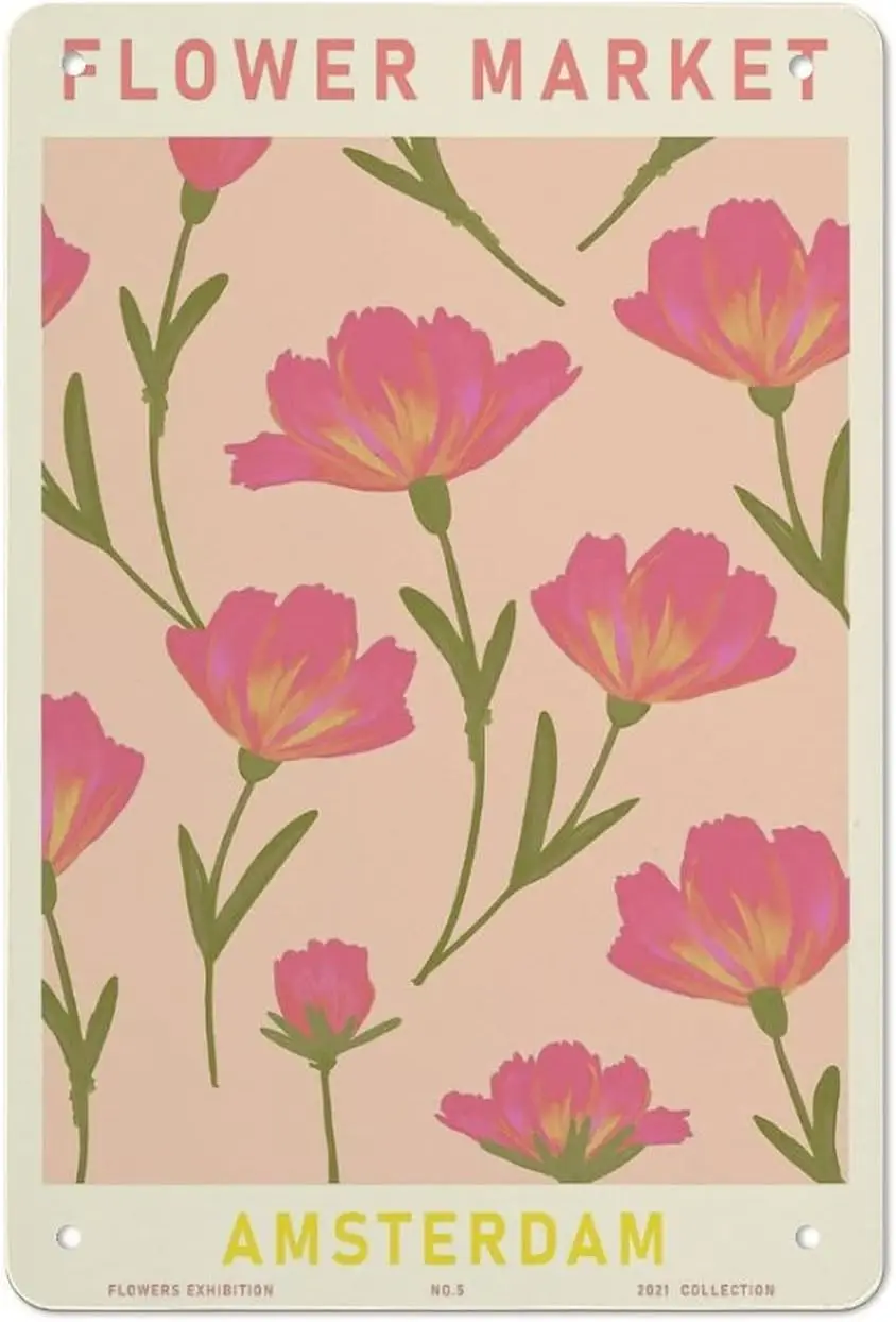 Цветочная Mrket msterdm Florl rt Prnt Modern Exhbton Flowers Shop Retro Sgns Home Decorton Gfts для мамы Dd nd Fre