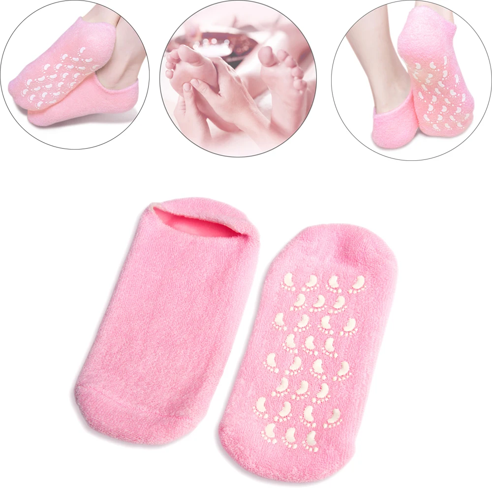 

1 pair Reusable SPA Gel Socks Moisturizing Whitening Exfoliating Velvet Smooth Beauty Foot Care Silicone Socks Feet Care