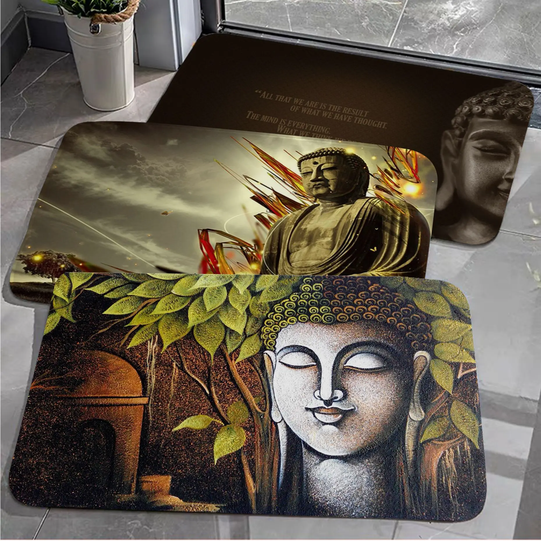 

Indian Buddha Meditation Kitchen Mat Nordic Style Home Doormat Bathroom-Toilet Mats Bedroom Household Carpets