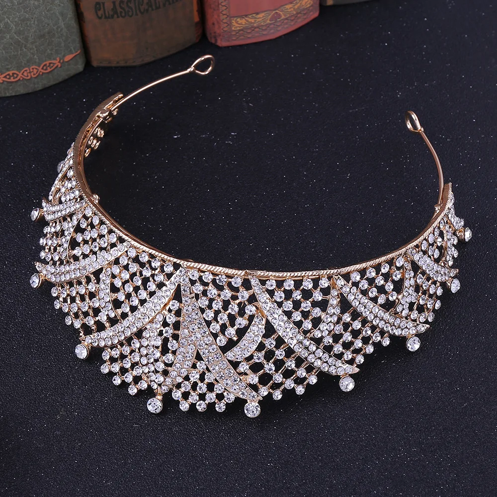 HB41 роскошные свадебные головные уборы стразы на торжество короны сплав Женская