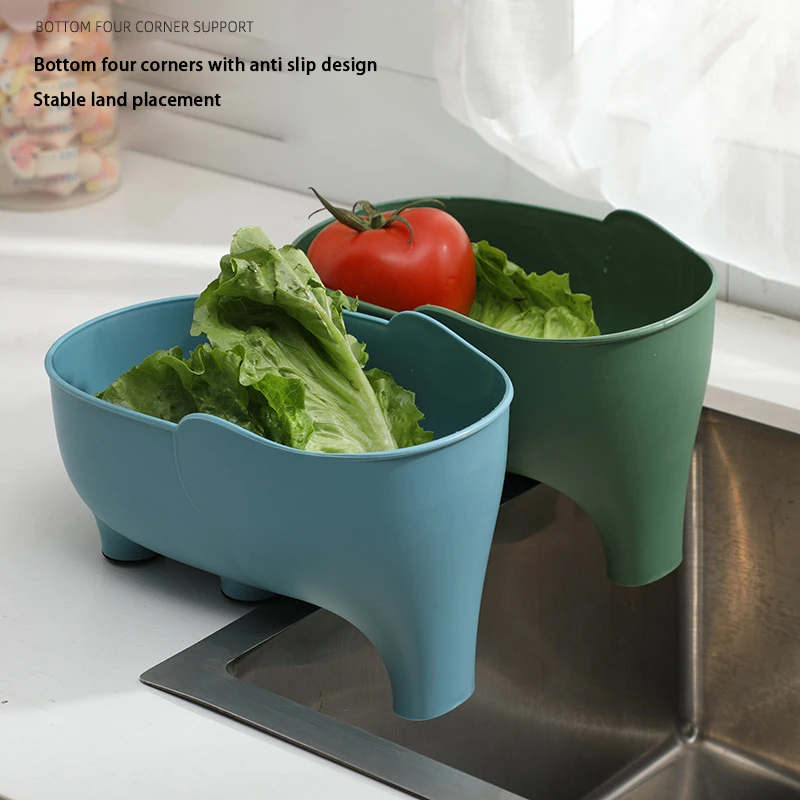 

Plastic Drain Basket Elephant Drains Basket Multi-purpose Kitchen Storage Drains Baskets Household Fruit and Vegetable Basket