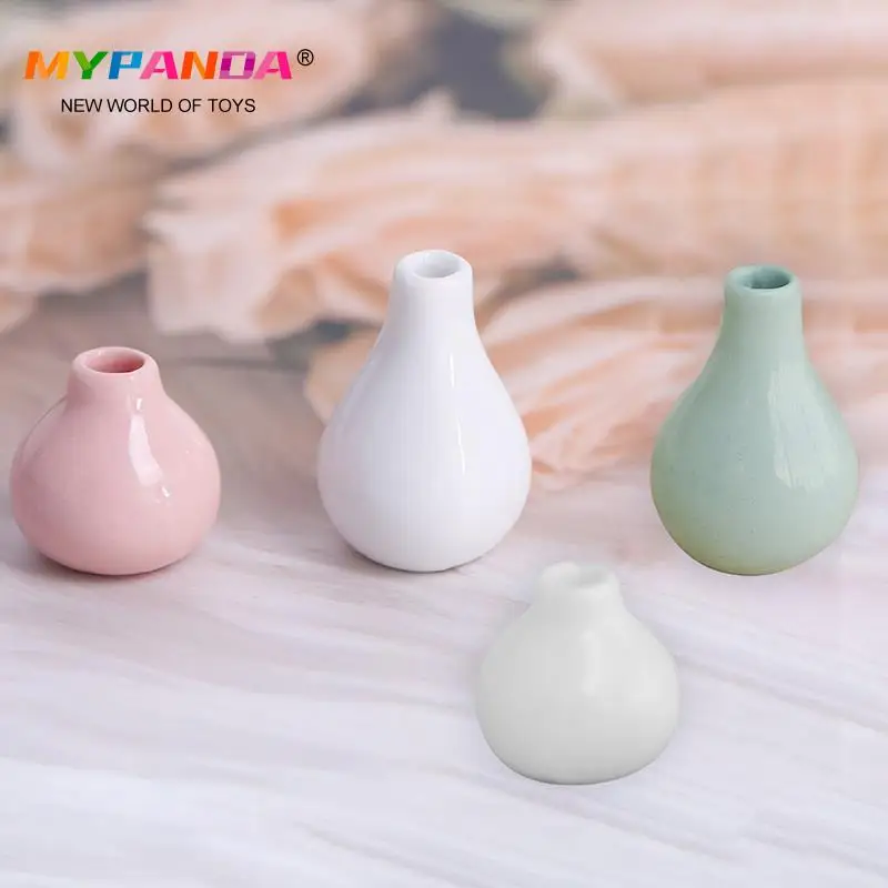 

2Pcs/Set 1:12 Dollhouse Miniature Ceramic Pink Blue White Vase Doll Home Decorate Accessories New