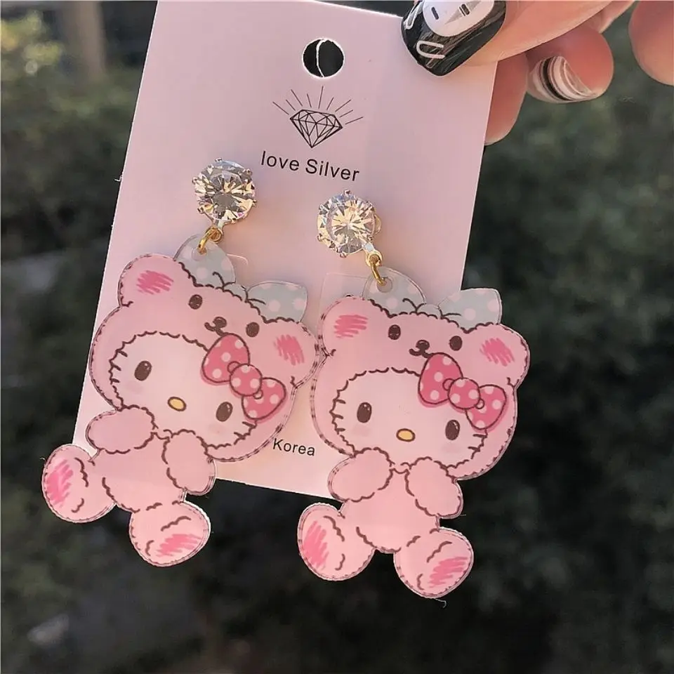 Серьги Hello Kitty милые индивидуальные Модные Акриловые корейские серьги из серебра