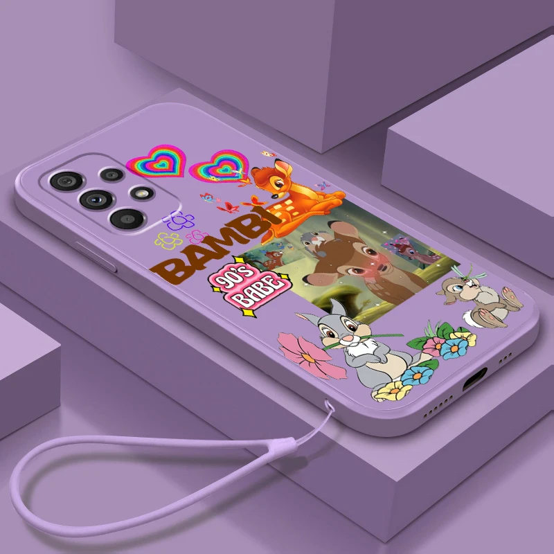 

Disney Fawn Bambi Cool Cute Liquid Rope Phone Case For Samsung A73 A72 A71 A52 A53 A54 A51 A42 A34 A32 A14 A21 A13 A04 A03 5G