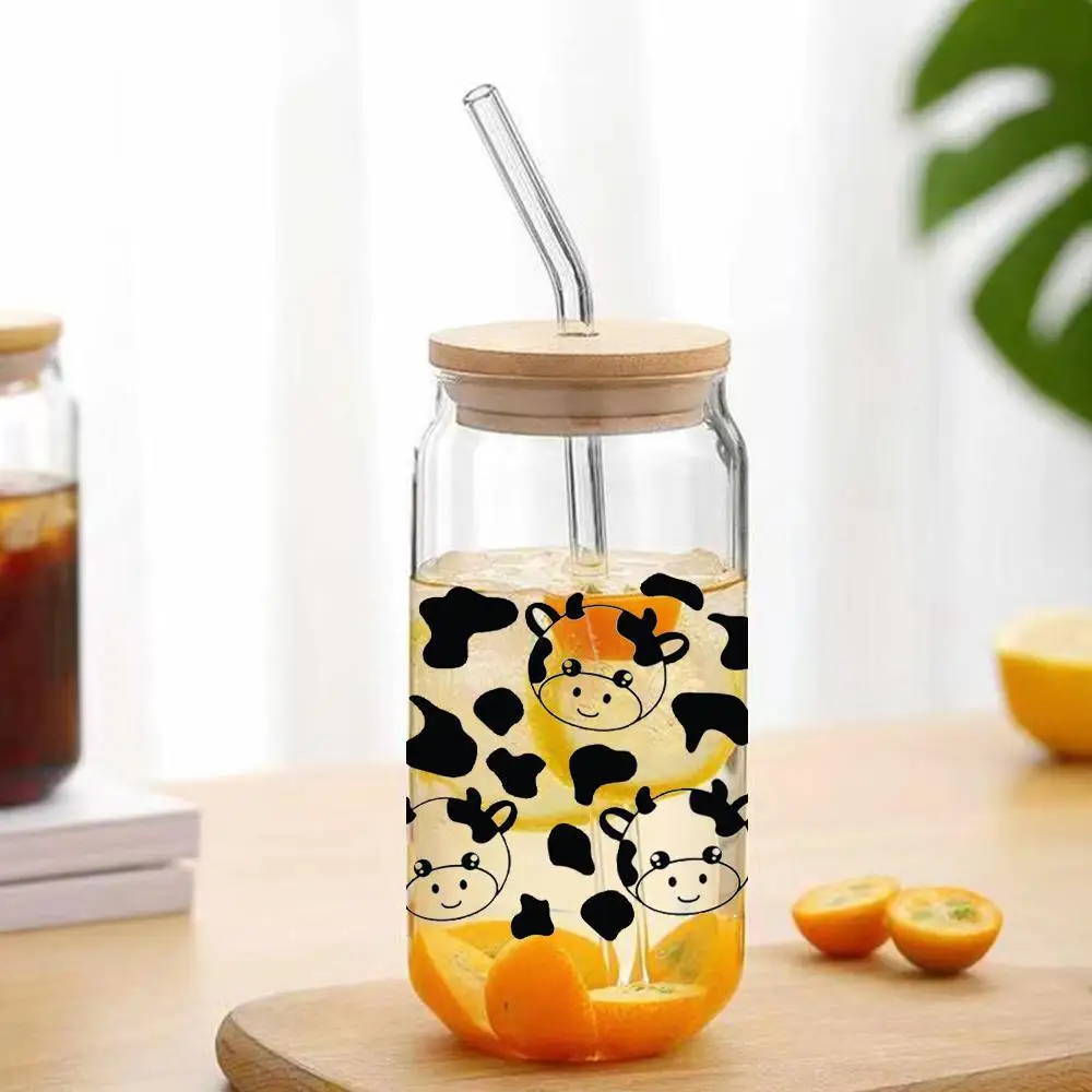 

16 OZ Glass Cups UV DTF Cow Transfer Sticker For Wraps DIY Waterproof Easy To Use High Temperature Resistance Custom Decals