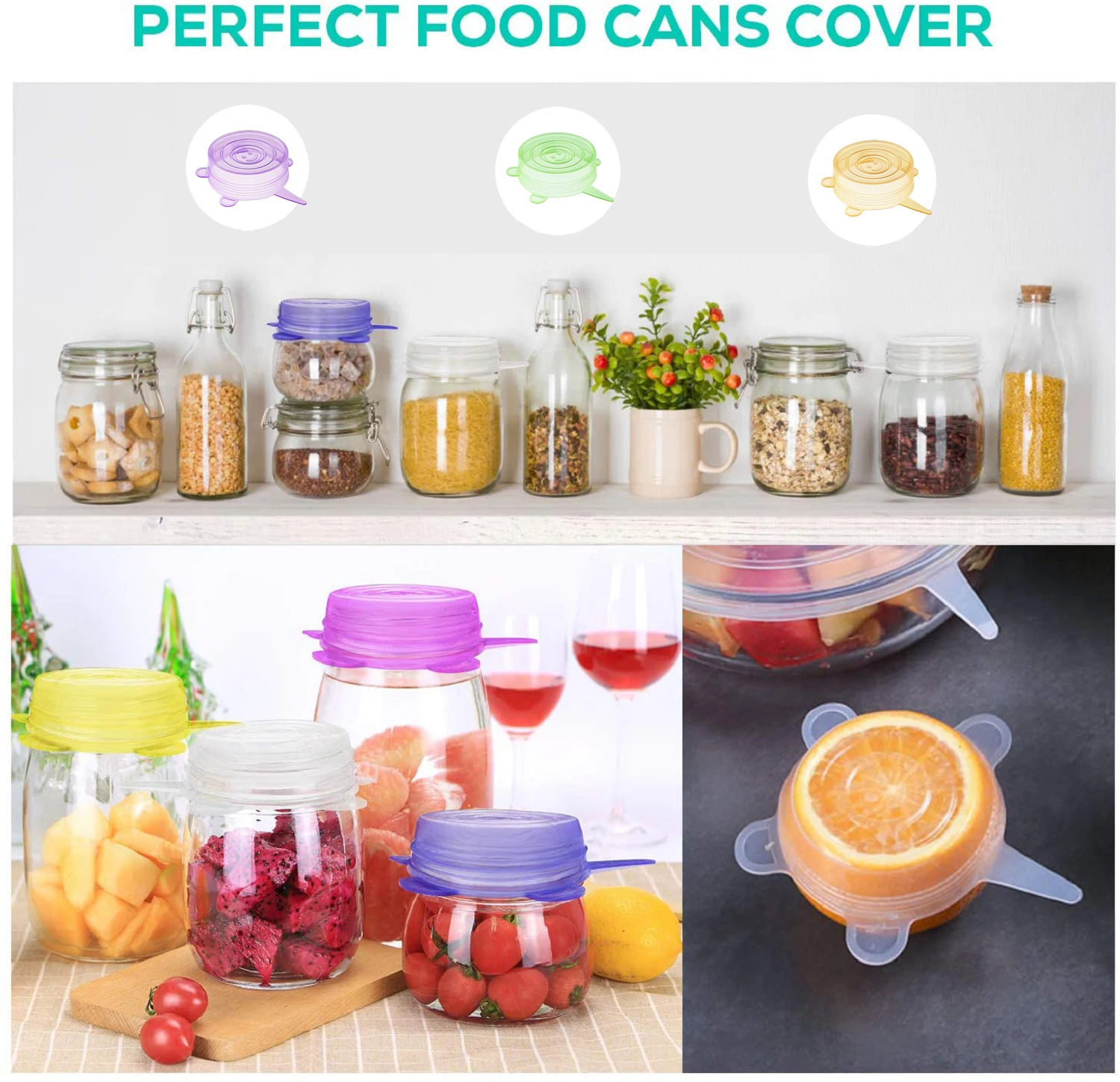 

10-Pack, BPA-Free Small Silicone Can Covers Flexible Seal Lids for Yogurt/Regular Wide Mouth Mason Jars/Soda Beer Pet Food Cans