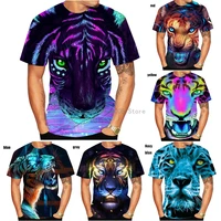 fashion men and women couple 3d printing t shirt fantasy tiger summer t shirt animal top