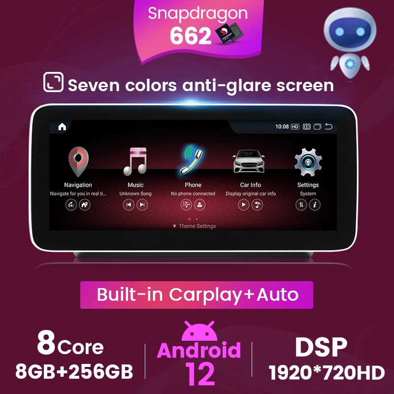 4G LTE 1920*720 Android12 Screen for Mercedes Benz C Class W205 2014-2018 with GPS Navigation Radio Stereo BT Multimedia Carplay - купить по