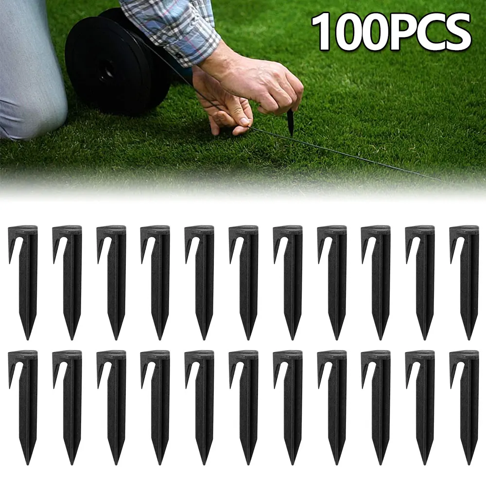 

100Pcs Garden Lawn Mower Peg Boundary Nail Ground Anchor for Mower Ground Spikes Fixing Pins for Laying Boundary Cables Robotic