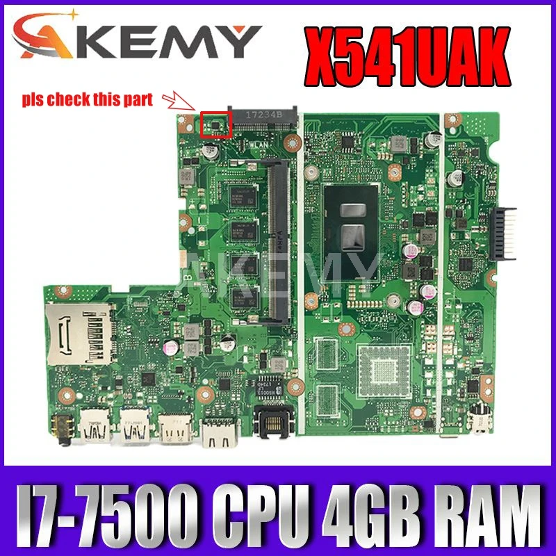 

Материнская плата X541UAK с процессором I7-7500, 4 Гб DDR4 RAM для ASUS X541U X541UA X541UAK X541UVK X541UV X541UJ, протестированная Материнская плата ноутбука