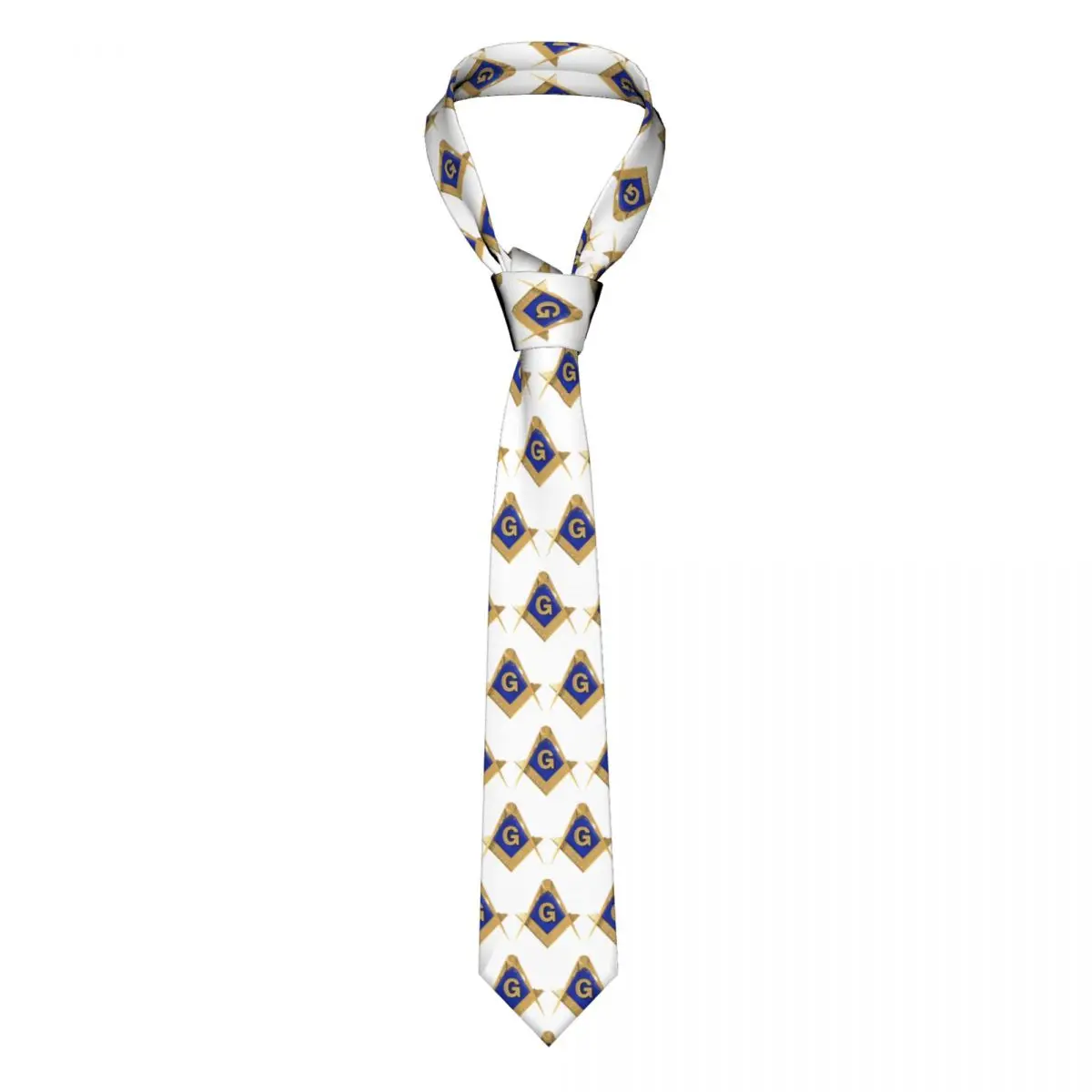

Blue Yellow Cool Tie Freemason Gold Square Compass Ties 3D Printed Cravat Street Necktie Shirt Accessories