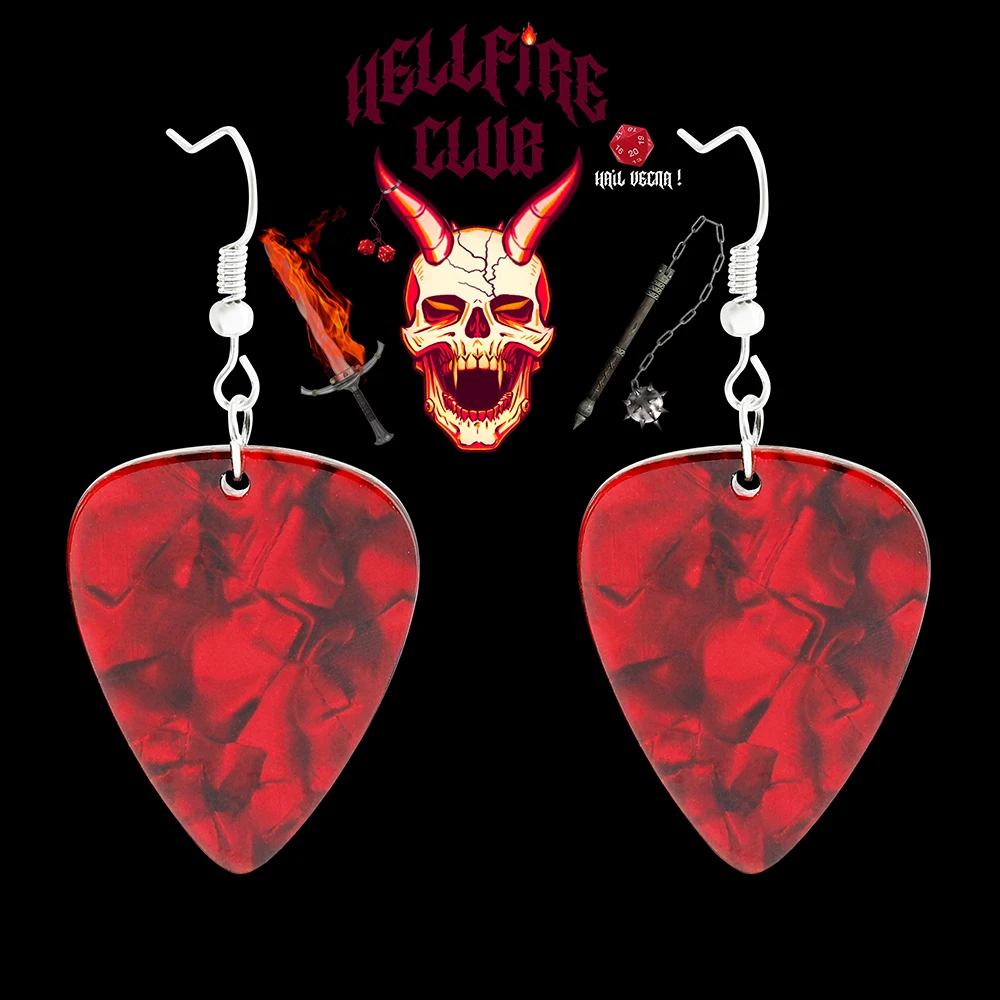 

Eddie Munson Guitar Pick Pendant Earrings Stranger Things Hellfire Club Earrings for TV Drama Fans Jewelry Accessories Gift
