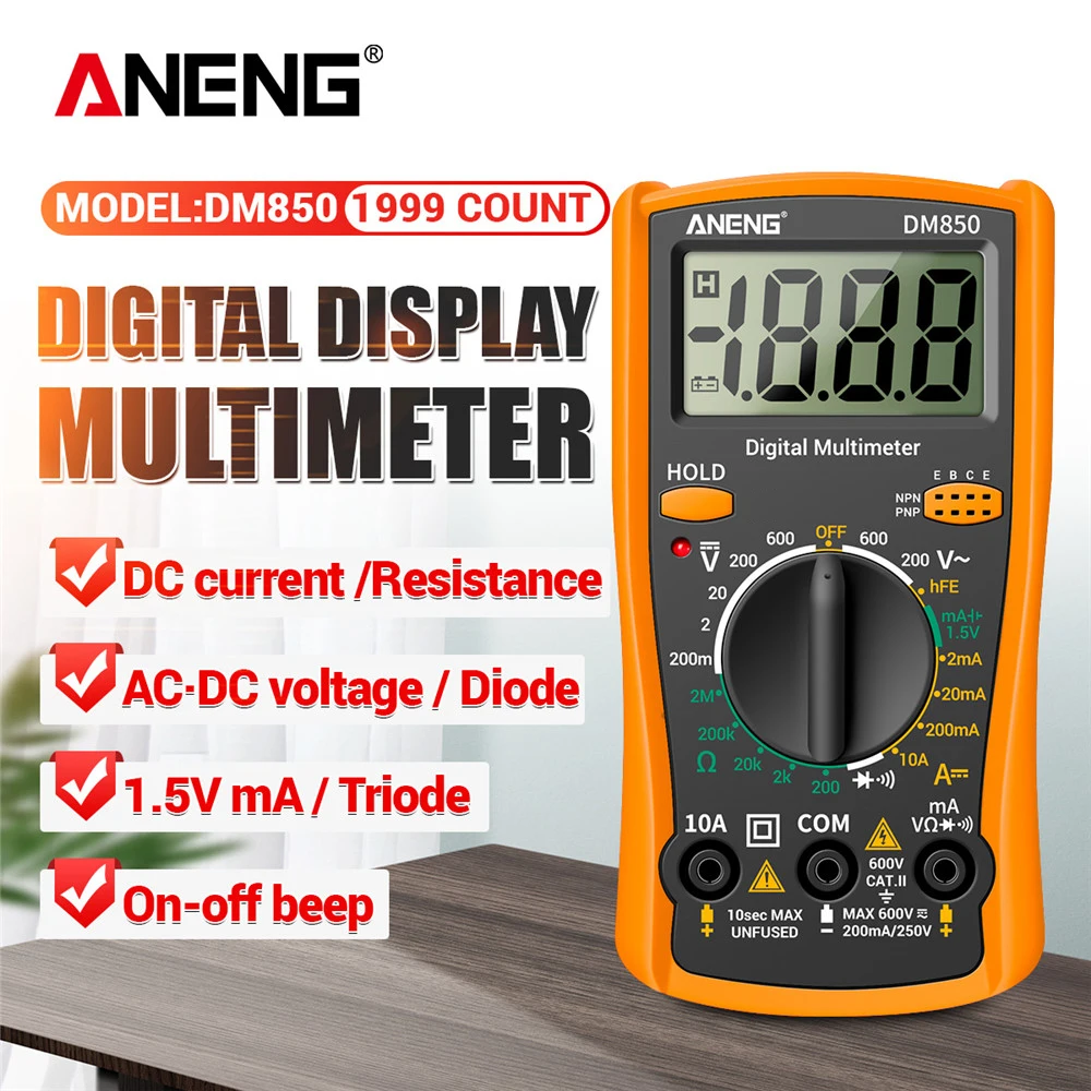 Цифровой мультиметр ANENG DM850 с ЖК-дисплеем, 1999 отсчетов