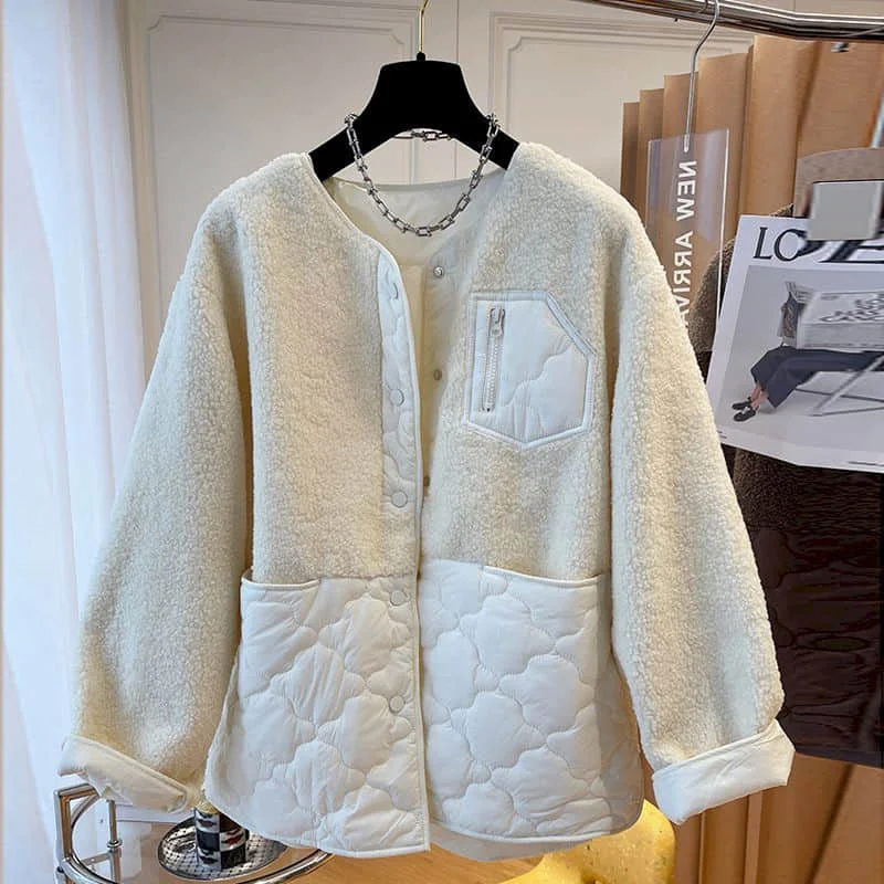 Флисовые куртки для женщин зимние утепленные Лоскутные кардиганы оверсайз из