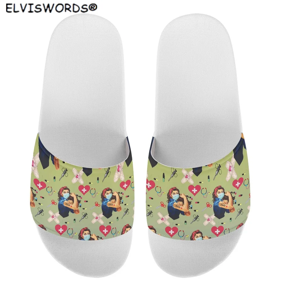 

ELVISWORDS/женские летние сандалии с рисунком из мультфильма; Модные резиновые тапочки; Повседневная Удобная домашняя обувь