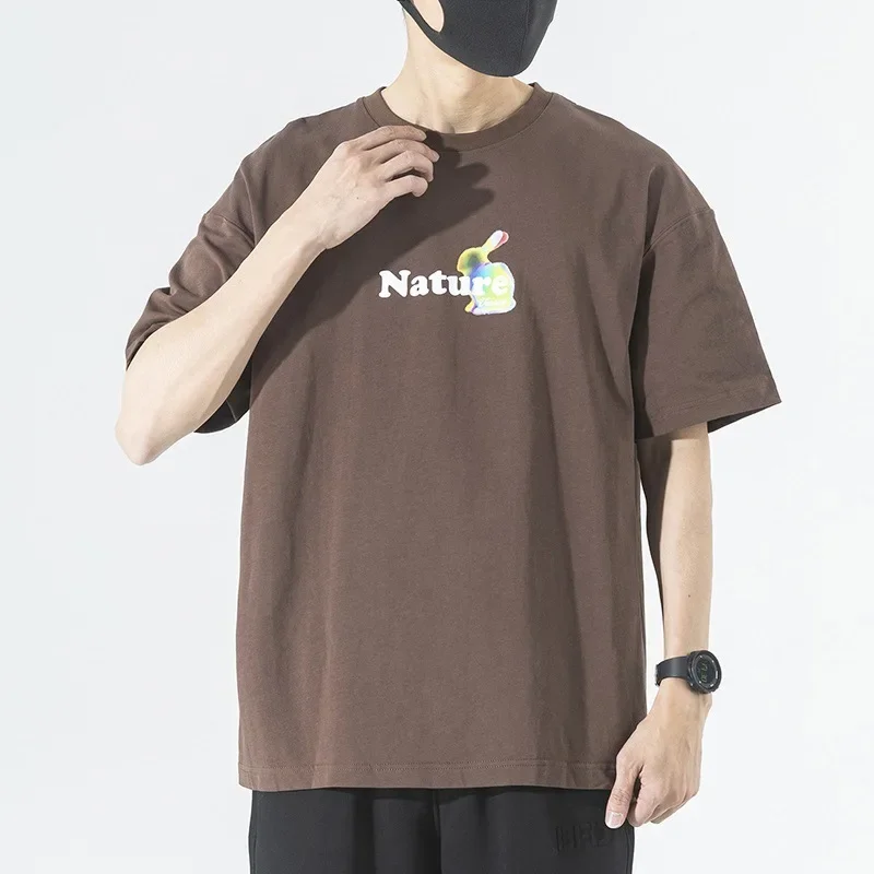 Футболка мужская с коротким рукавом свободная рубашка в американском стиле