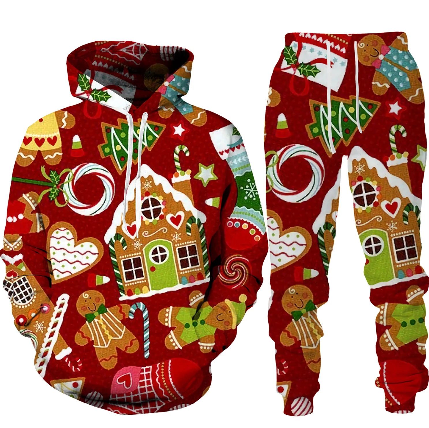 

Winter Merry Christmas Women Men Sweatshirt2 Piece 3D Hoodies Man Tracksuit Outdoor Sportwear Men Clothing Suits Oversized Set