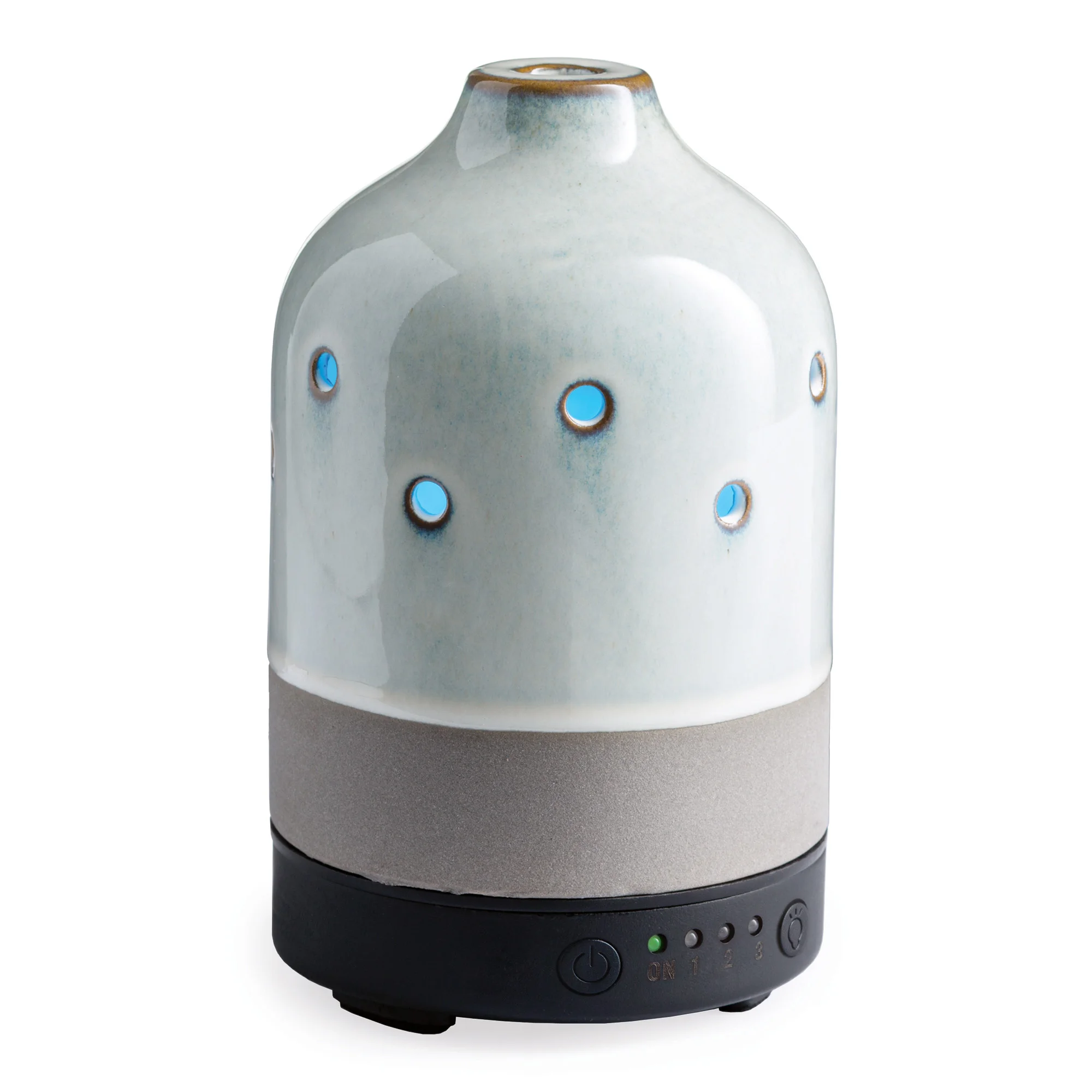 

Glazed Concrete Medium Ceramic Essential Oil Diffuser With Timer, Grey and White