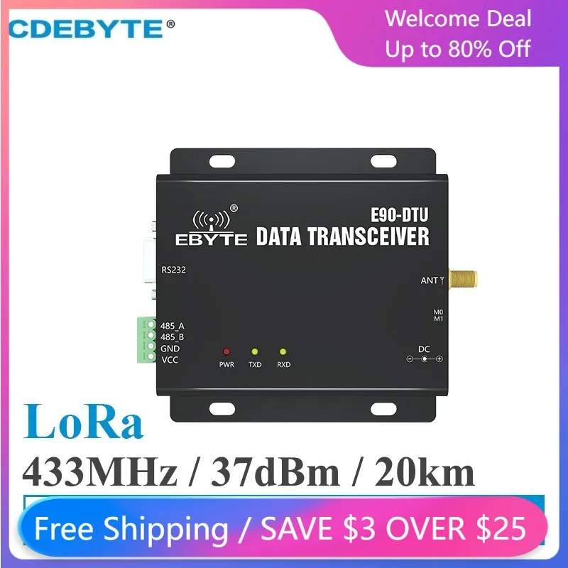 

LoRa RS232 RS485 433MHz 5W Long Distance 20km E90-DTU(433L37) Wireless Transceiver PLC Transceiver Receiver 433MHz Radio Modem