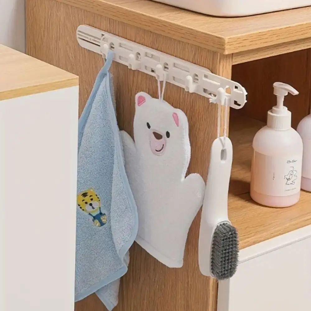 Hook Home Bathroom Plastic Storage Rack White Wall Mounted Five Row Hook