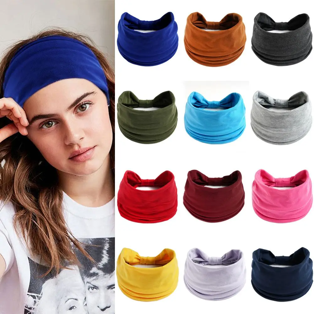 

Fashion Outdoor Fitness Elastic Folds Headwear Sports Headband Yoga Hairband Wide Hair Band