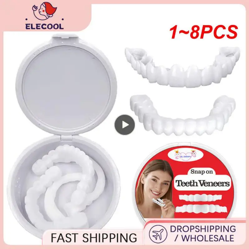

1~8PCS Teeth Veneers Whitening Dentures Temporary False Teeth Cover Imitation Braces for Perfect Smile for Men Women