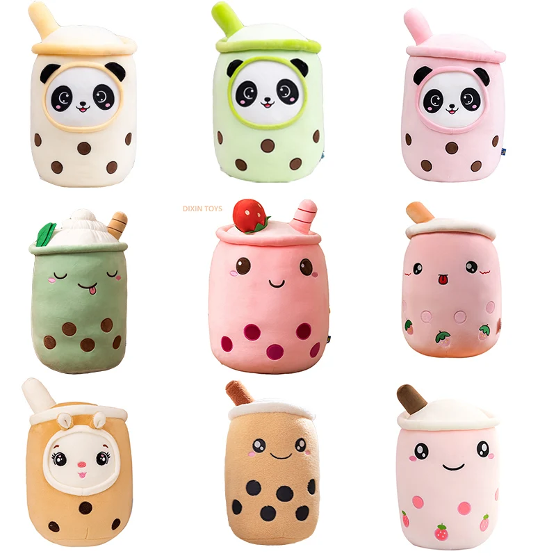 

New Boba Milk Tea Cup Plushie Toy Stuffed Doll Soft Kawaii Bunny Panda Bubo Cushion Cup Shape Hold Pillow Birthday Gift For Kids