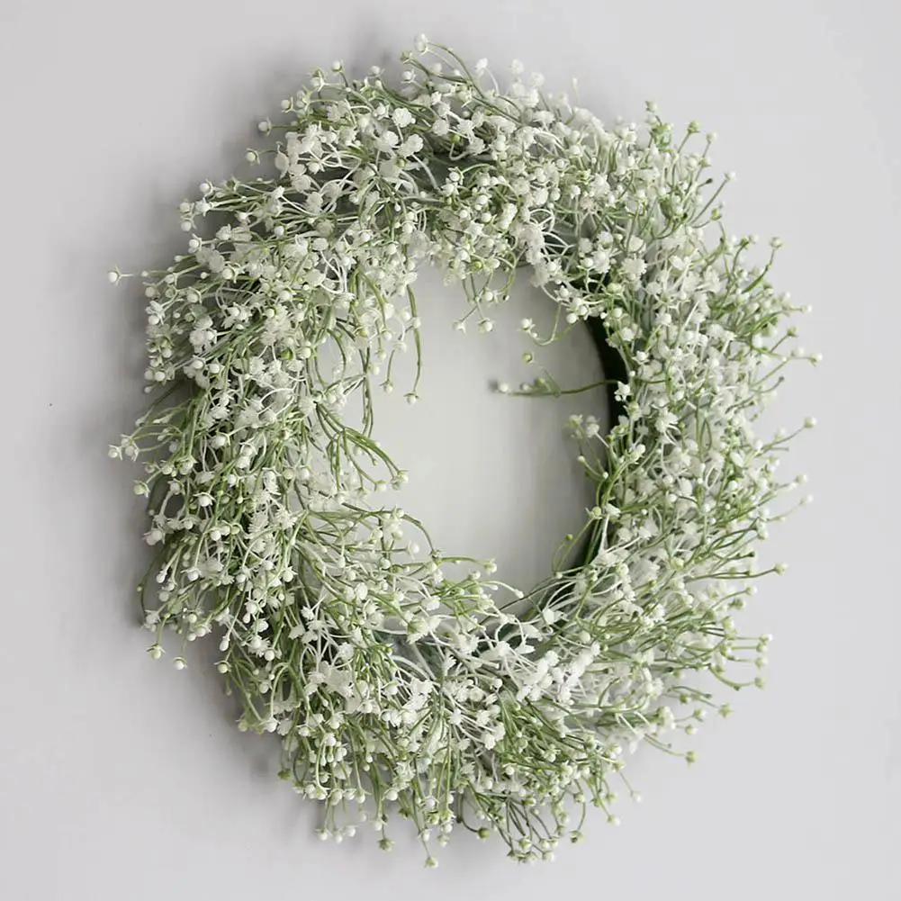 

Artificial Babysbreath Wreath Garland For Wedding Decoration Home Party DIY Wall Hanging Front Door Decoration 40cm L1X8