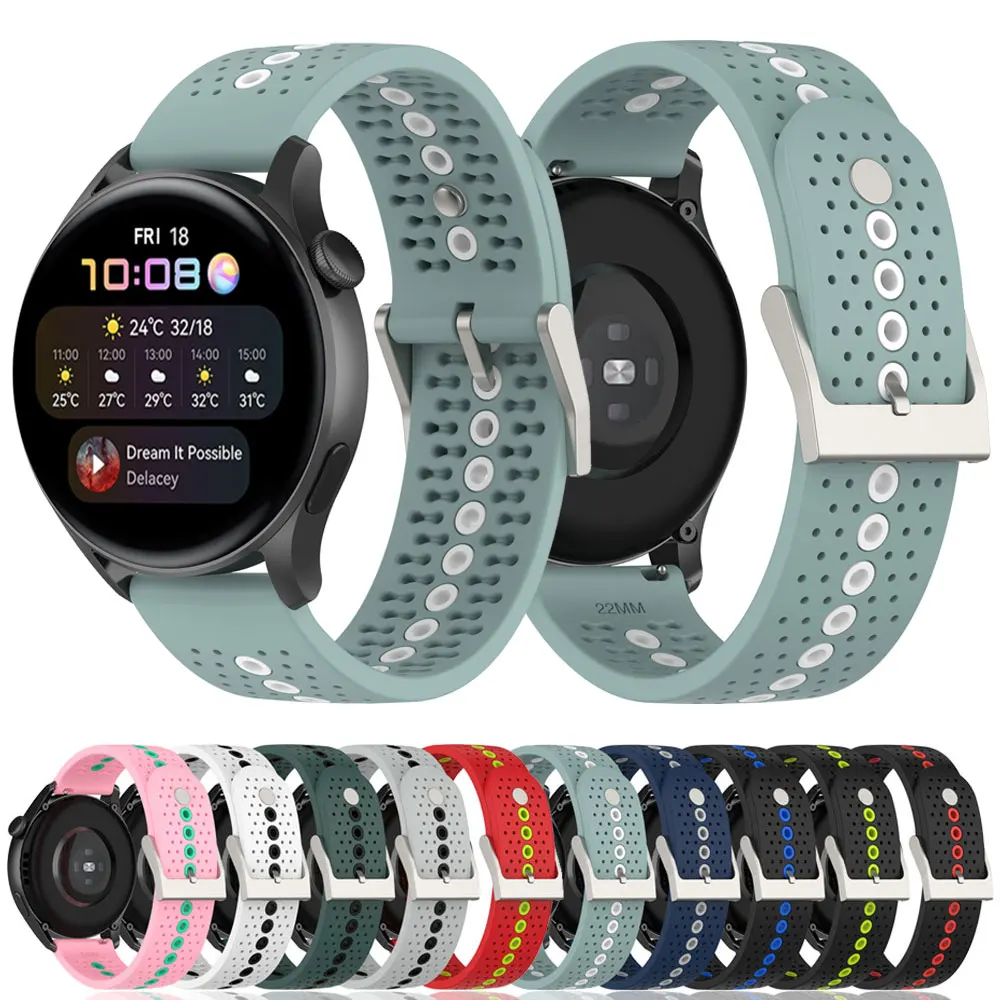 

22mm Silicone Watch Strap for Huawei Watch3 GT2 Pro Wrist band Bracelet Smartwatch Accessories Samsung Galaxy Watch 42mm 45MM