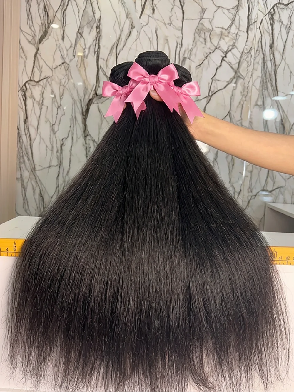 MSMV 26 28 30 Inches Bone Straight Raw Human Hair  Bundles Extensions Unprocessed Specifically Designed for Women 3 4 Bundle