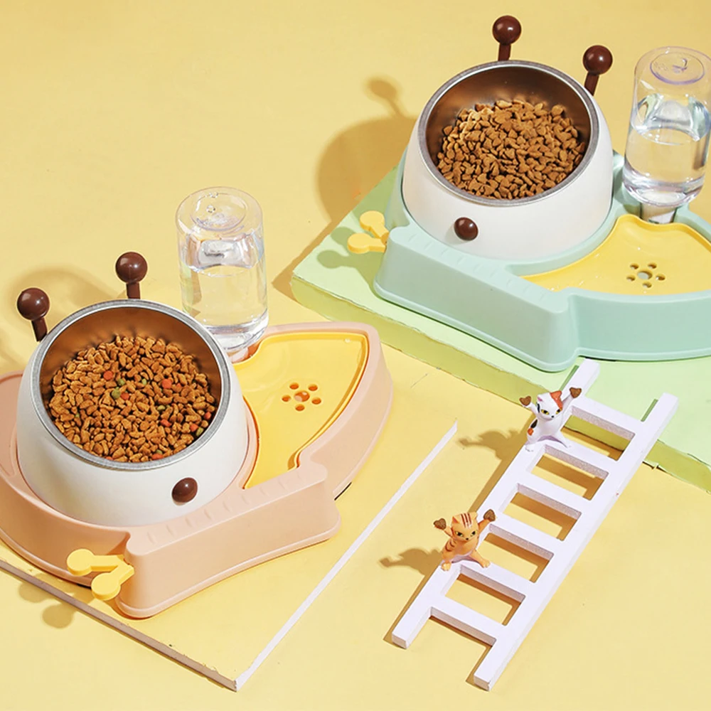 

Anti-Overturning Pet Food Container Detachable Bee Shaped Cat Bowl Dog Dishes Cat Feeder Automatic Rice Drinking Bowl Supplies